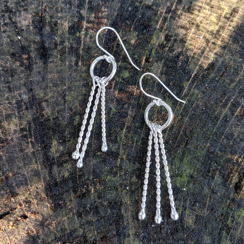 Nautical Rope Handmade Sterling Silver Drop Earrings
